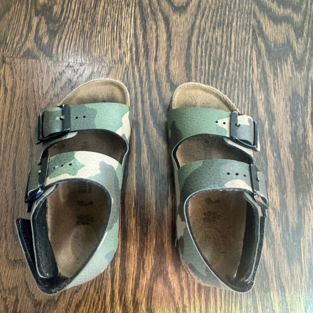 Birkenstock Kids Camouflage Double Buckle Sandals - Green/Tan